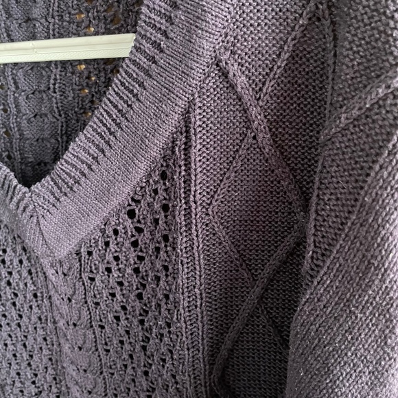 The Limited Plum Purple Chunky Knit V Neck Sweater - Picture 3 of 9